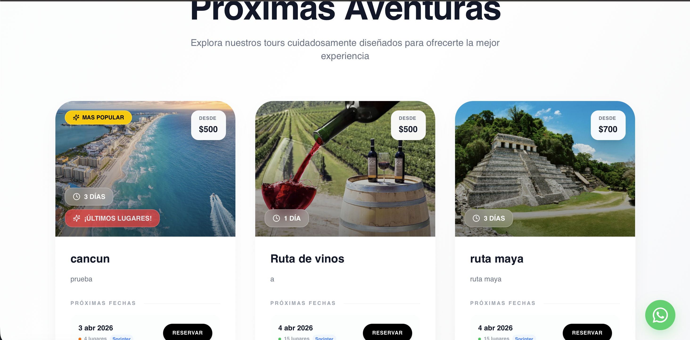 Landing Catálogo Usuario